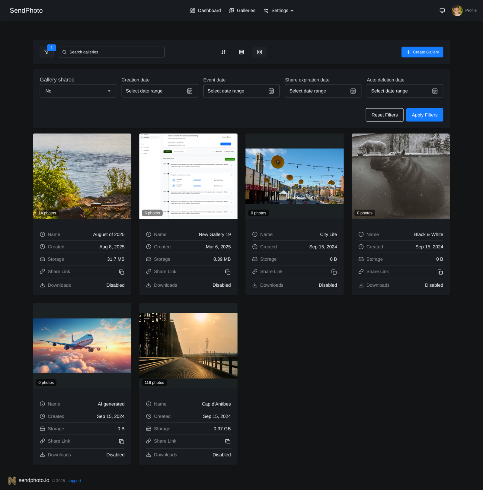 SendPhoto Photo Gallery Delivery Platform